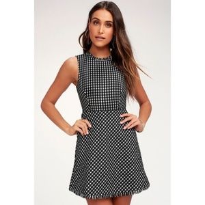 Lulu's Check Me Out Black & White Boucle Dress